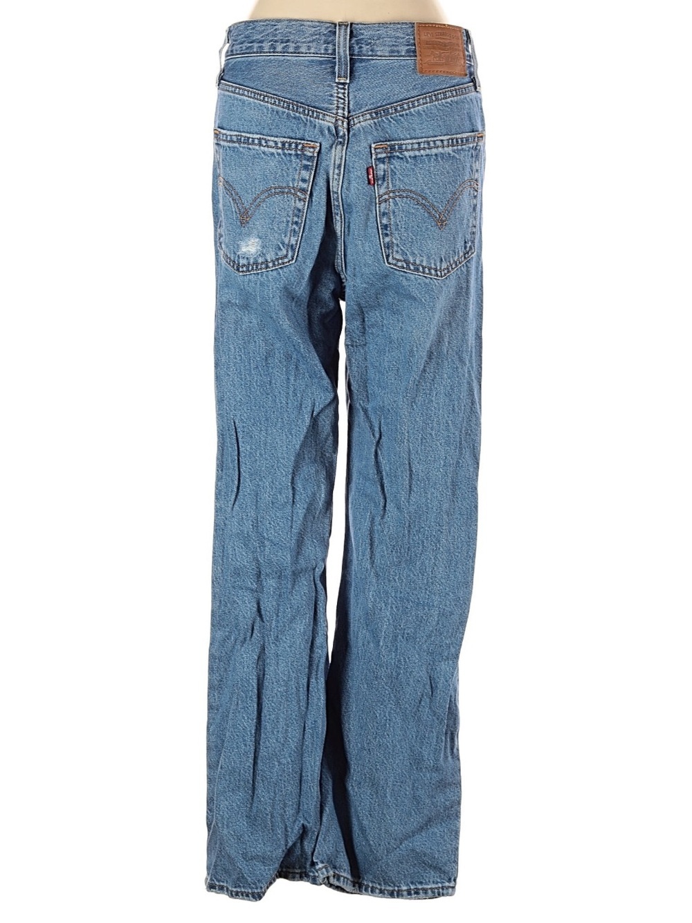 Levi’s Ribcage Straight Ankle Jeans Distressed High Rise Light Wash 25 - Picture 3 of 5